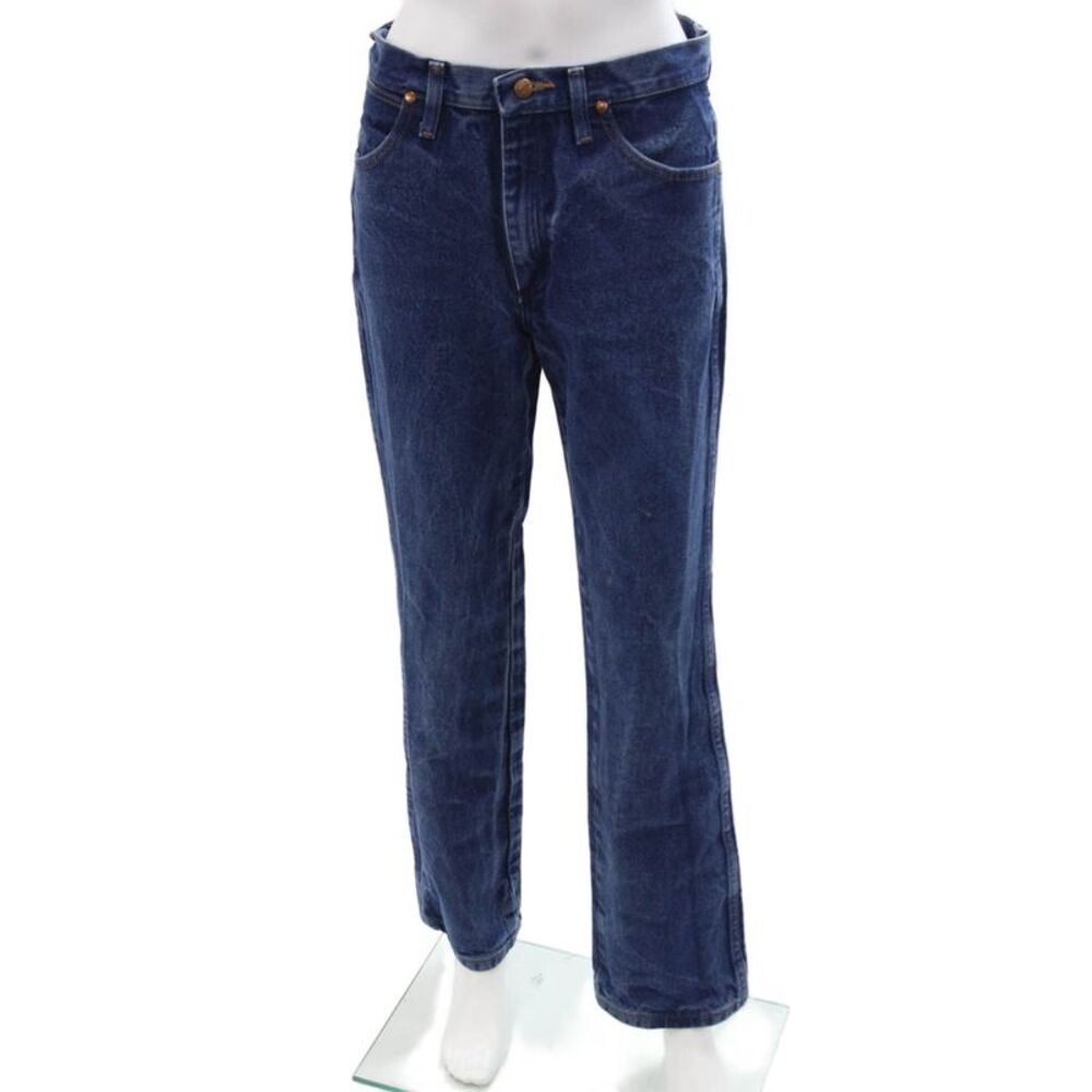 Wrangler Men Straight Jeans Dark Blue High Rise Button Fly Size 30